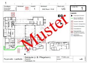 Muster für eine Vorderseite eine Feuerwehrlaufkarte